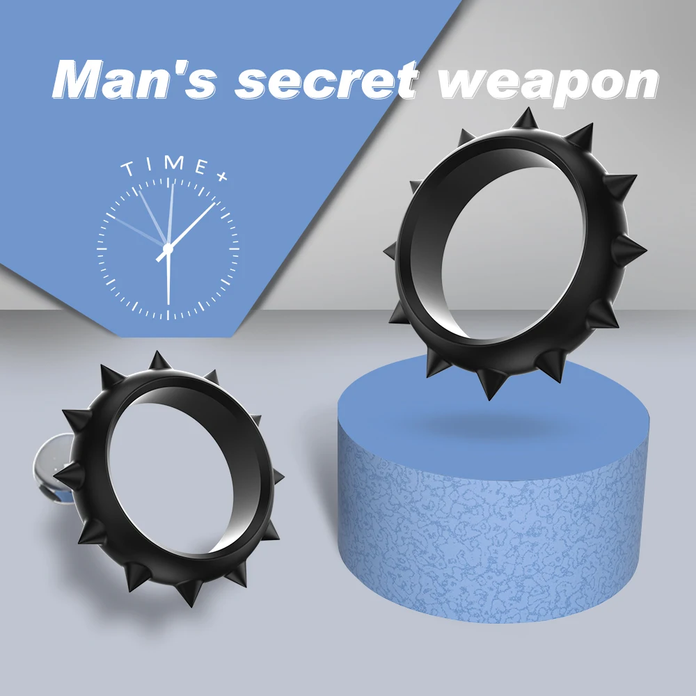 Medical Silicone Cock Ring with Metal Rivets Soft Vibration Feature for Male Ejaculation Delay Penis Rings