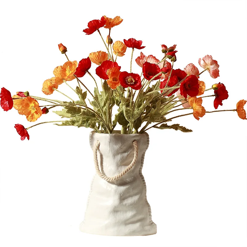 
Modern Nordic hemp rope white handbag ceramic vase 