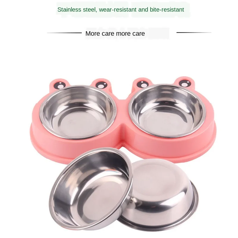 
New 2 in 1 Pet Bowl Drinking Water Feeding Anti Splash Stainless Steel Pet Bowls & Feeders Food Storage 2in1pet Bowl for Dogs 