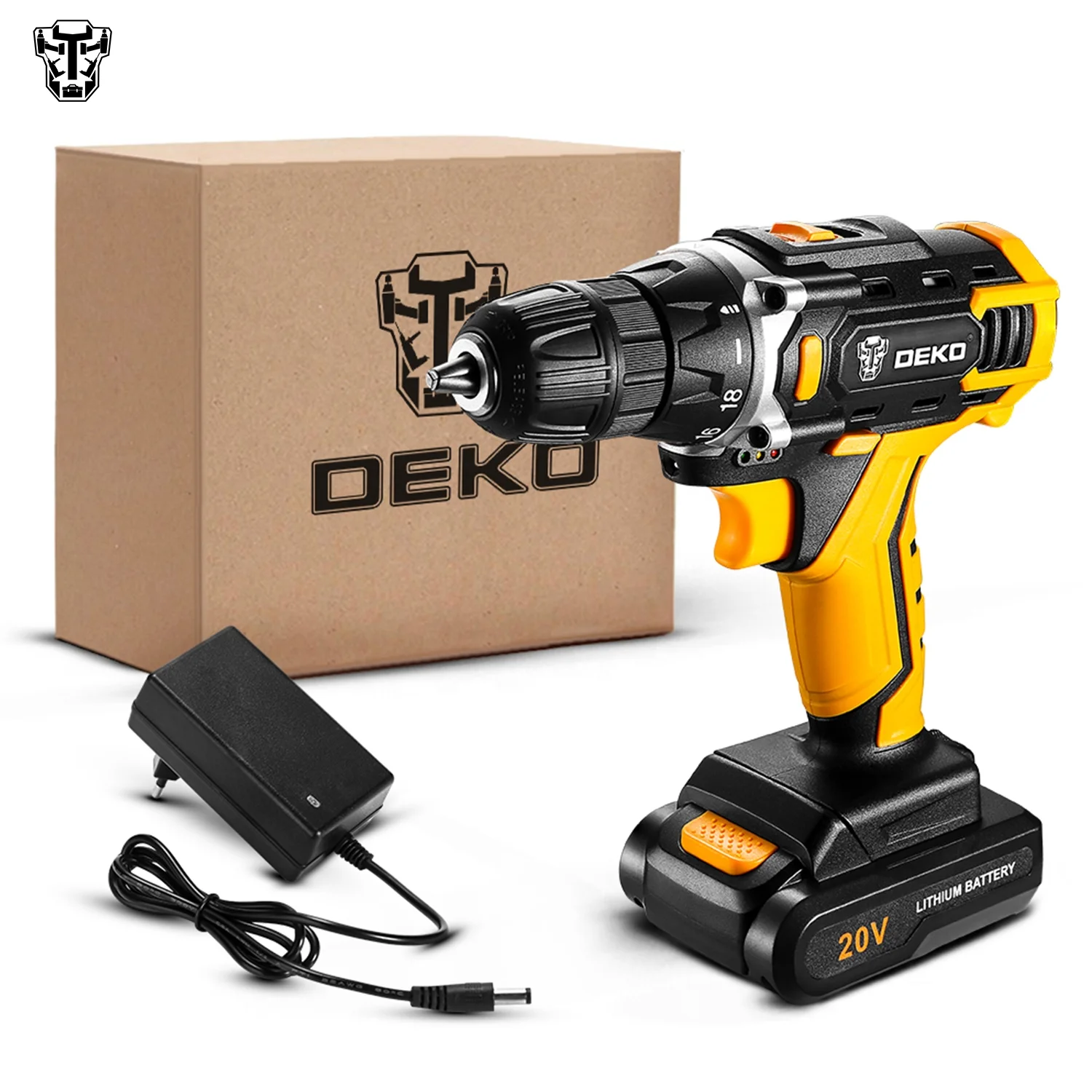 Электрический шуруповерт DEKO DKCD20FU SET1 20 в Аккумуляторная дрель постоянного тока с литий-ионной батареей домашний БЕСКЛЮЧЕВОЙ патрон