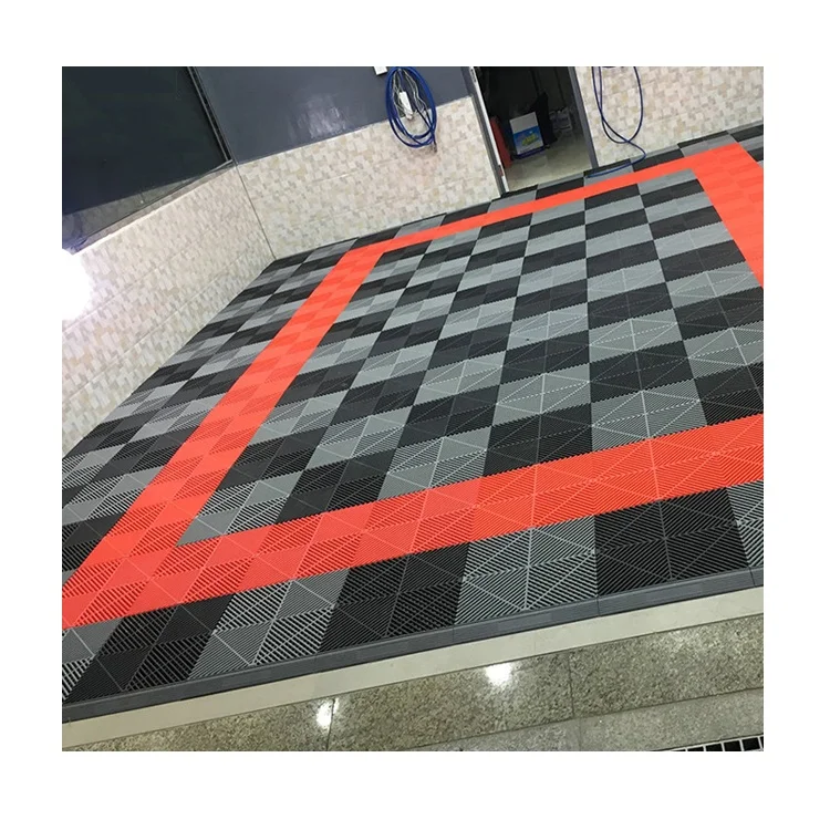 Rigid Modular Anti Slip Car Wash Drainage Plastic PP PVC Garage Floor Tile