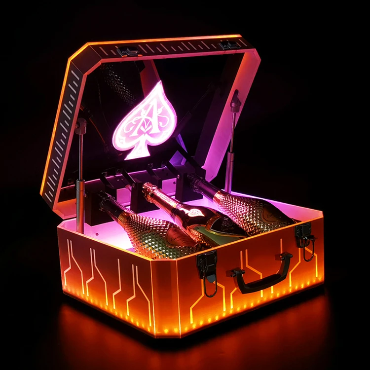 factory direct Ace of Spade Carrier Black Box LED VIP Champagne Bottle Display Case LED Wine Bottle Presenter bottle glorifier