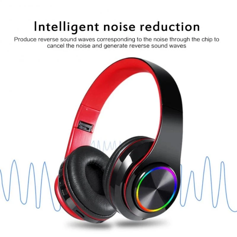 B39 Wireless Headphones Portable Folding Headset Mp3 Player With Microphone Led Colorful Lights Bt Headset With Uv