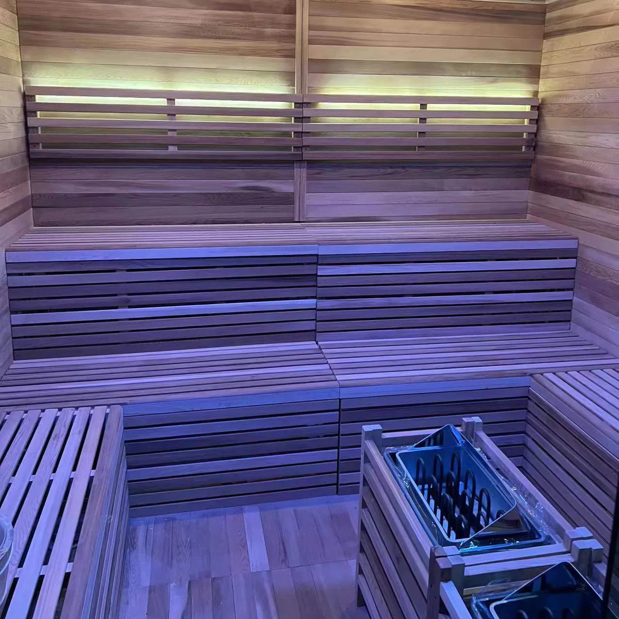Global Wholesale Steam Wet Outdoor Home Use Wooden Sauna Room Big Size with Double Seat