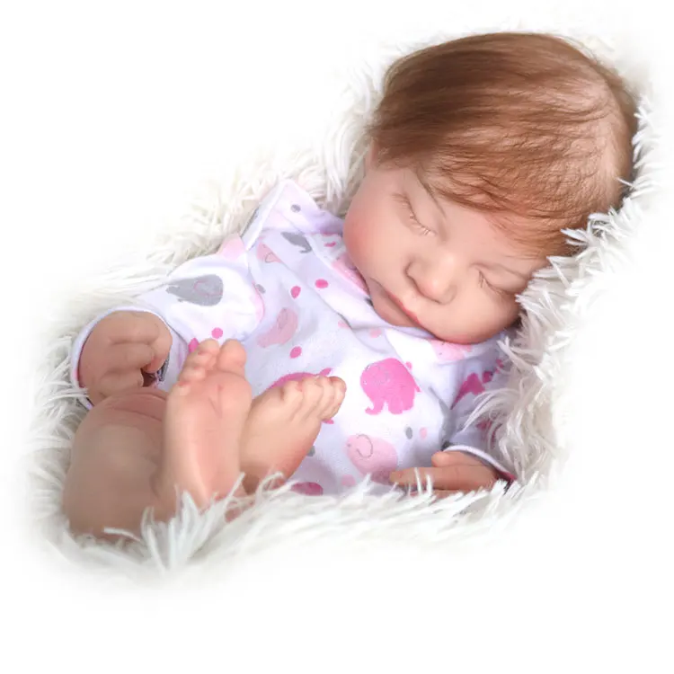Silicone Baby Doll Realistic Reborn 16inch Sleeping Reborn Dolls Customize Painted Reborn Doll Handmade Bebe Solid Silicone Dol