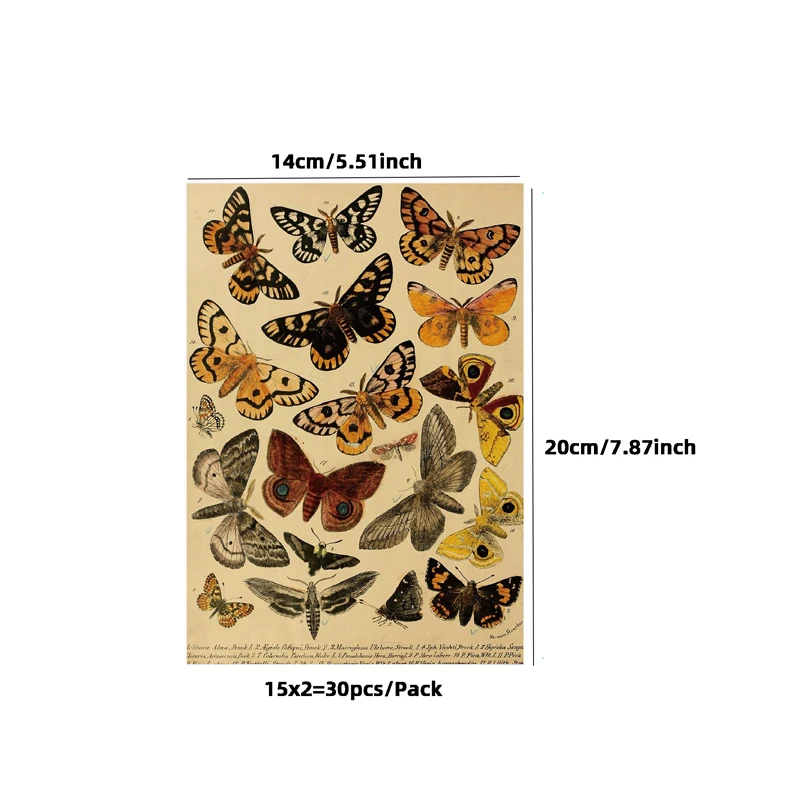 30 Sheets Vintage Style Paper Aesthetic Decorative Paper Material Crafts for DIY Scrapbooks Journal Diary Photo Album Background