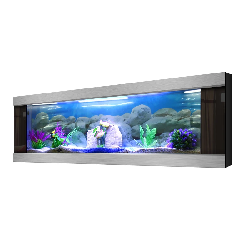 Small living room aquarium wall mounted aquarium household landscaping ecological glass goldfish tank free of water change