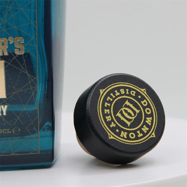 Luxury Custom square Blue Empty Whiskey Liquor Vodka Spirit Brandy Bottle 700ml with Cork