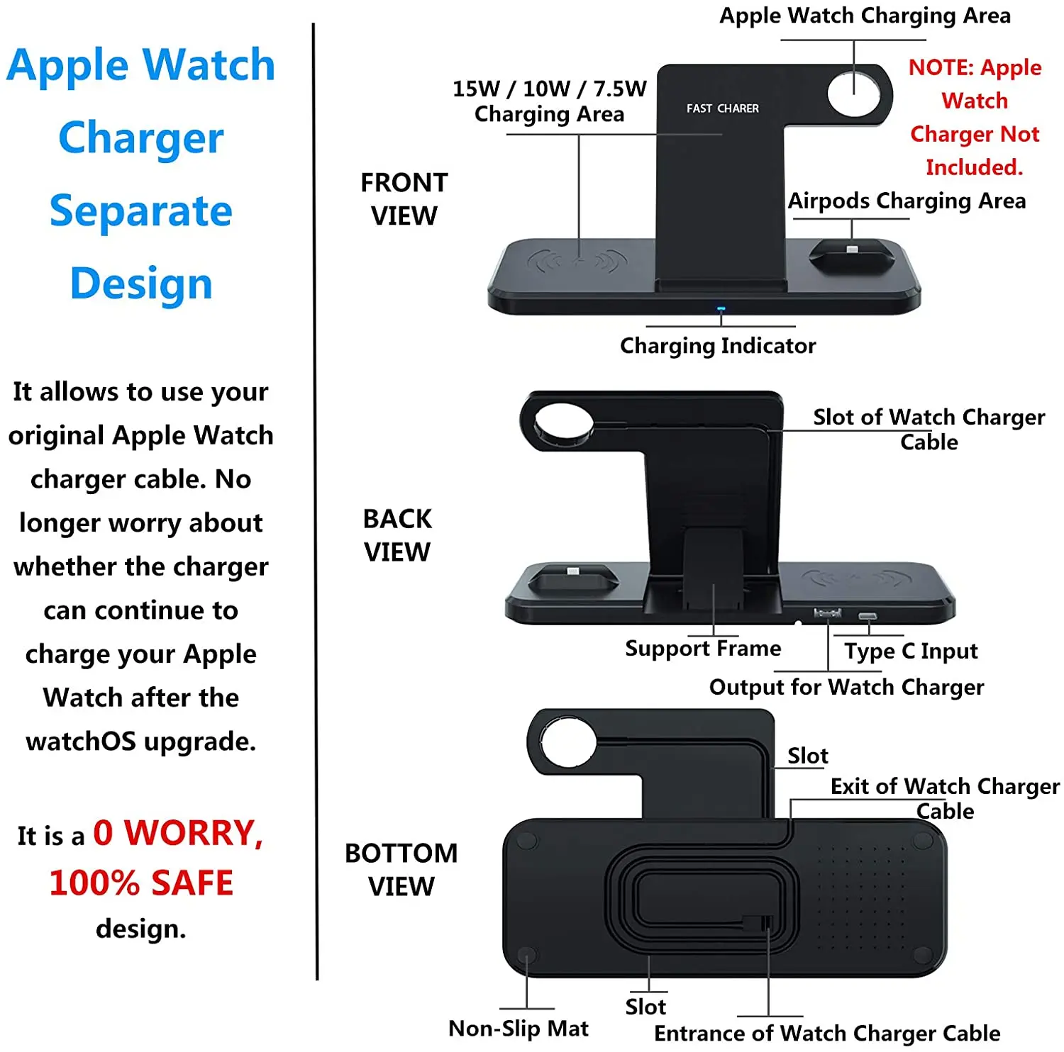 Wireless Car Charging Phone Assesories 4 In 1 Wireless Charger