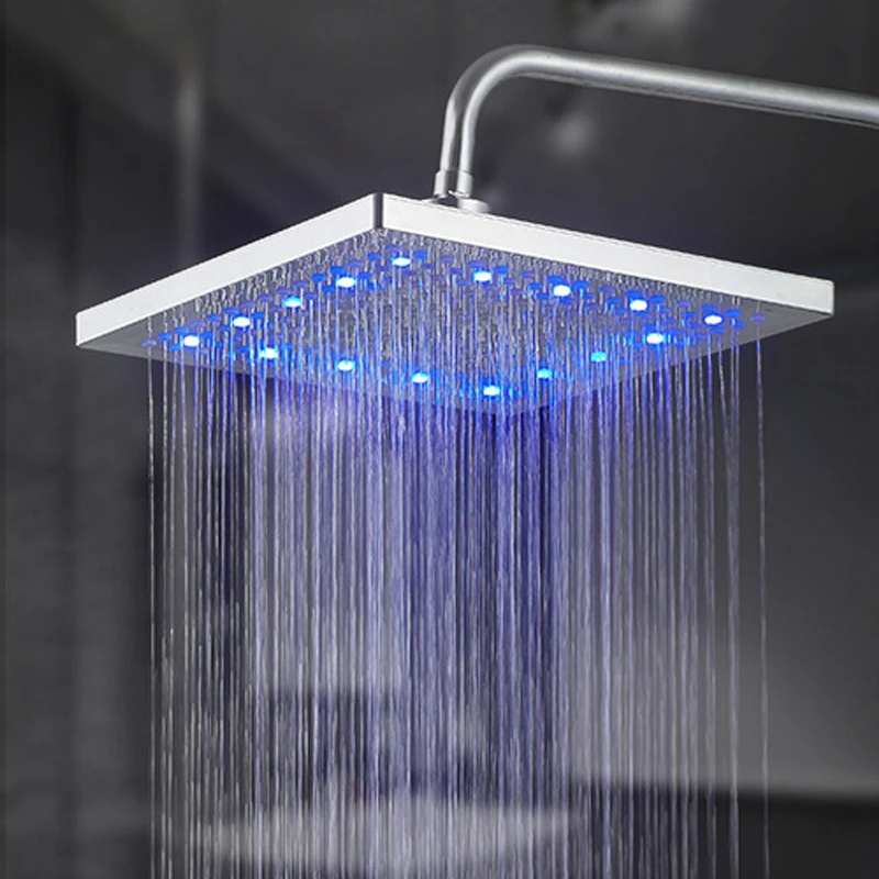 Brass Led Color Changes Shower Head 12' Square Rainfall Ceiling Head