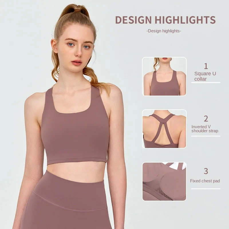 Sports Fixed Cup Shockproof Push-up Gymwear Beauty Back Summer Breathable Pilates Workout Top Training Women Yoga Bra