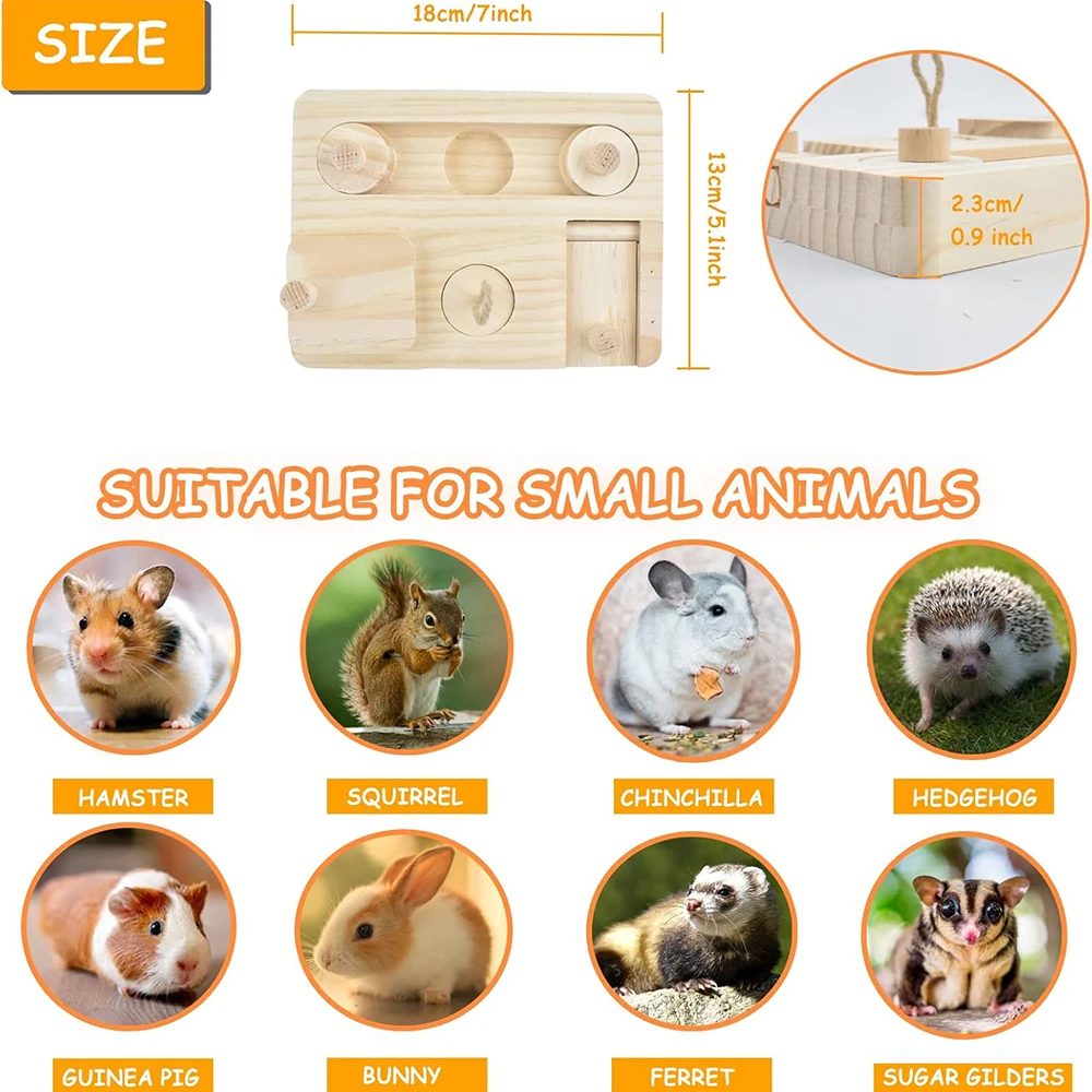 Guinea Pig Foraging Toys Wooden Enrichment Interactive Hide Treats Bunny Snuffle Puzzle Game Mental Toy for Small Animal