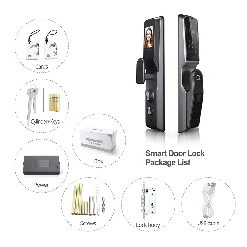 New Design Wholesale Price Outdoor tuya zigbee door lock Electronic Smart Door Lock with Camera