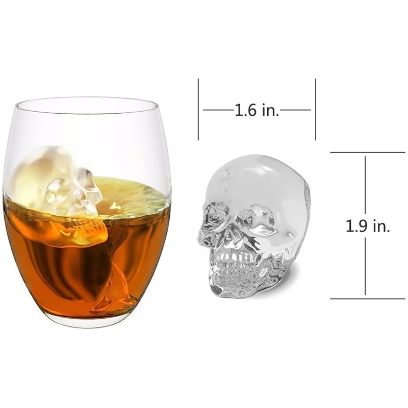 3D Skull Mold Easy Release Cute Funny Whiskey Cocktails Juice Beverages Ice Cube Maker Silicone