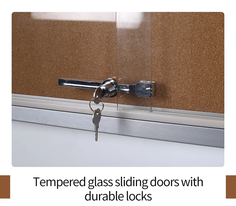 KBW Indoor Silent and durable double acting door design glass bulletin board With slide rail with aluminium frame