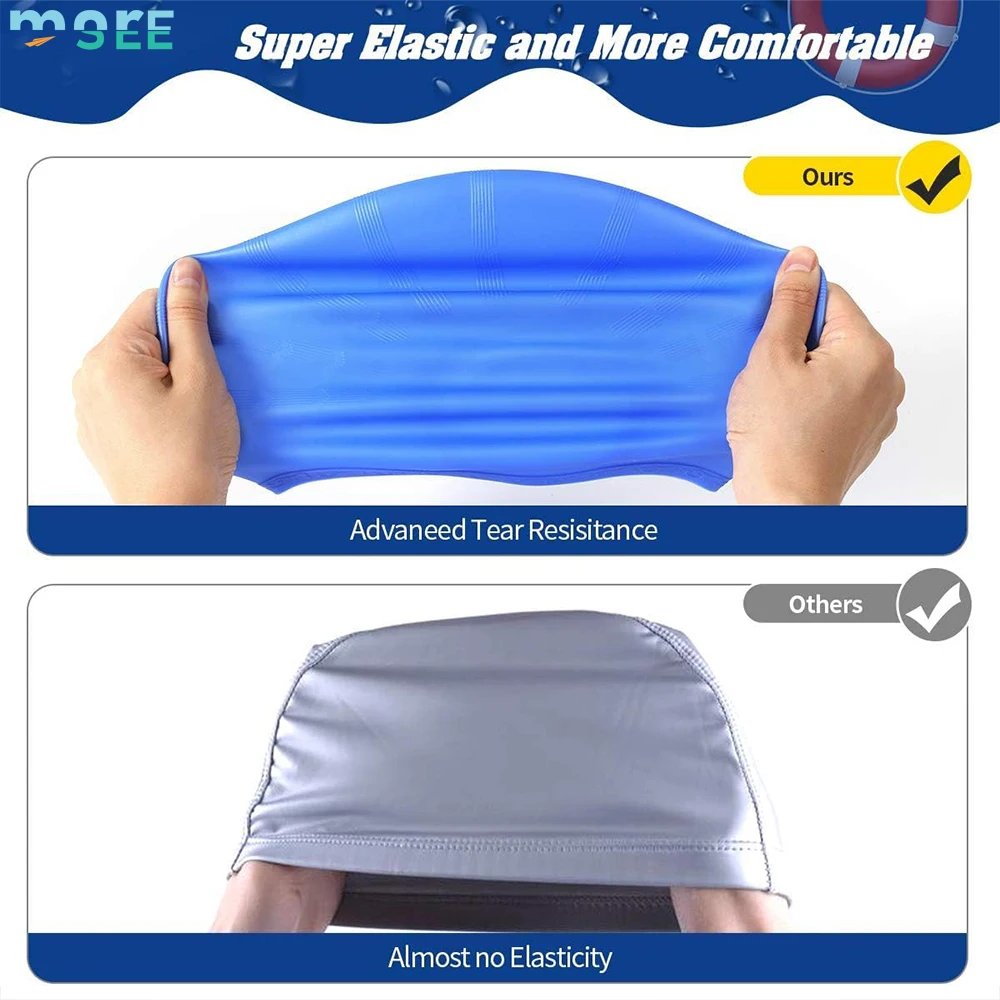 SeeMore Free Sample Pool Swimming Hat Custom Logo Printed Elastic Different Size Adult Kids Swim Cap