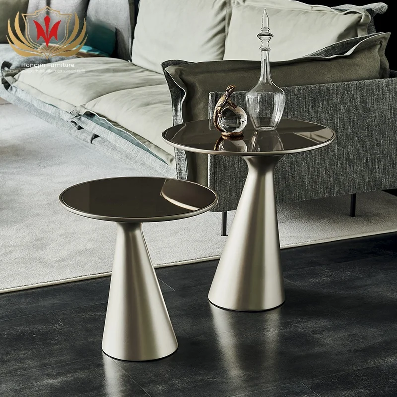 HJ HOME Minimalist Stainless Steel Frame Coffee Table  Glass Top Side Table Leisure Chair End Table House  Furniture