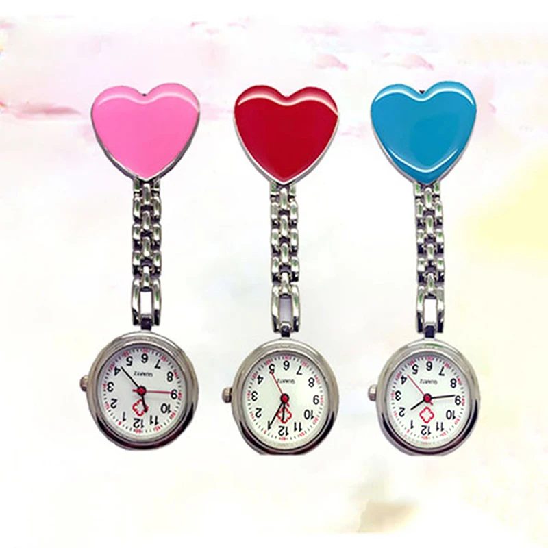 Wholesale Mix colors Heart Nurse Fob Watch Brooches Quartz Nurse Watch