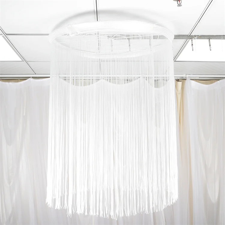 LG20181029-12 Luckygoods Wedding Draping Fabric White Hanging Ceiling Wedding Decoration Glitter String Curtain