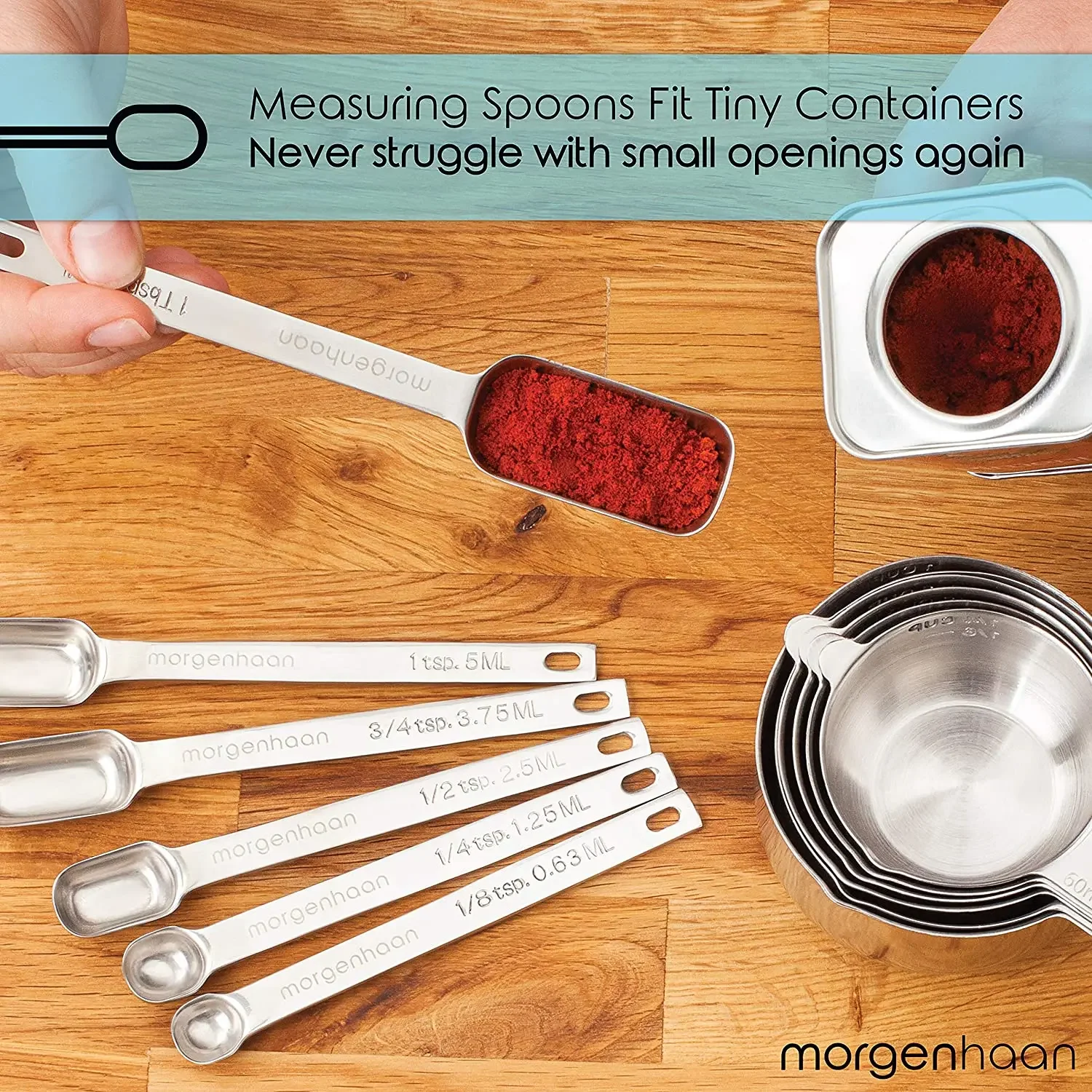 Good Quality Kitchen Gadgets 8 pieces Stainless Steel Measuring Cups with Forever Handles