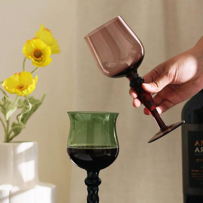 Colored Wine Glass Goblets Vintage Glass Wine Drinking Glasses Cup Vintage Wine Glasses