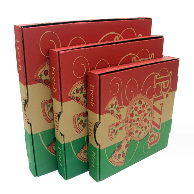 Трехцветная печатная коробка для пиццы различных размеров может быть настроена профессиональными студентами оптом