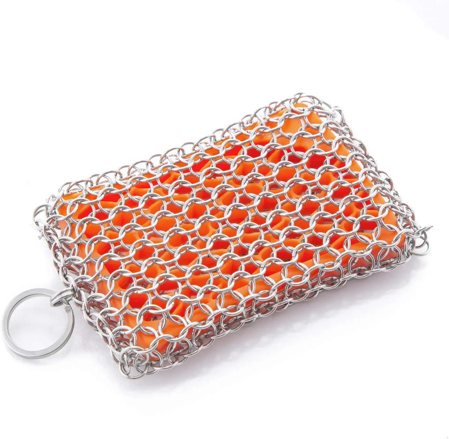 2024 new arrivals kitchen Cast Iron Cleaner Stainless Steel Skillet Chainmail Scrubber Cleaner with Silicone Insert Room Spa