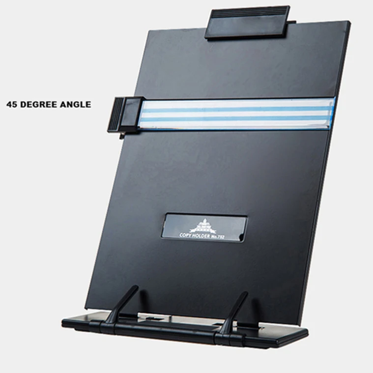 Desktop Document Book Holder stand 7 Angle Adjustable bookstand Portable Reading Book stand with Bar Ruler and Clip