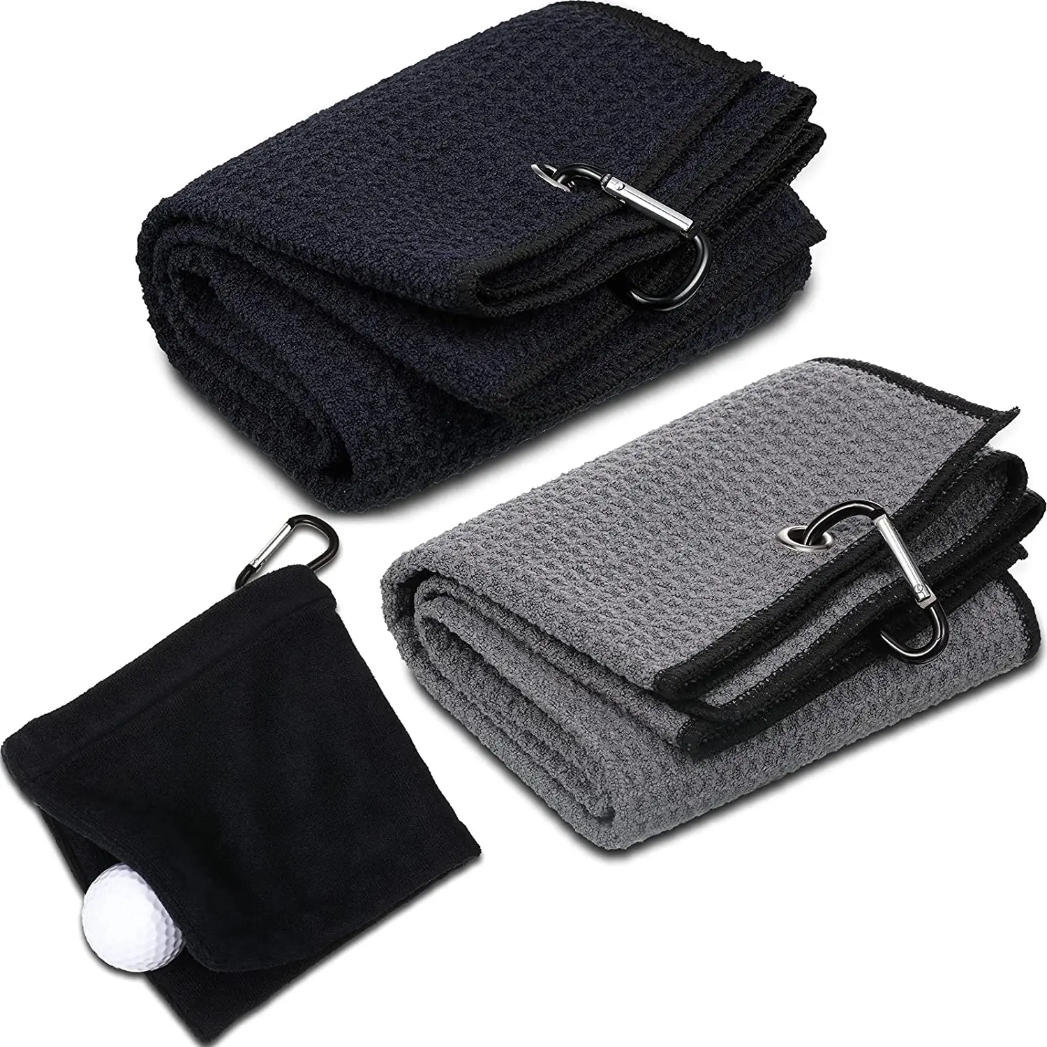 Hot Sell Golf Towels with Hook and marker Sports Towel Wiping Golf Clubs Towel