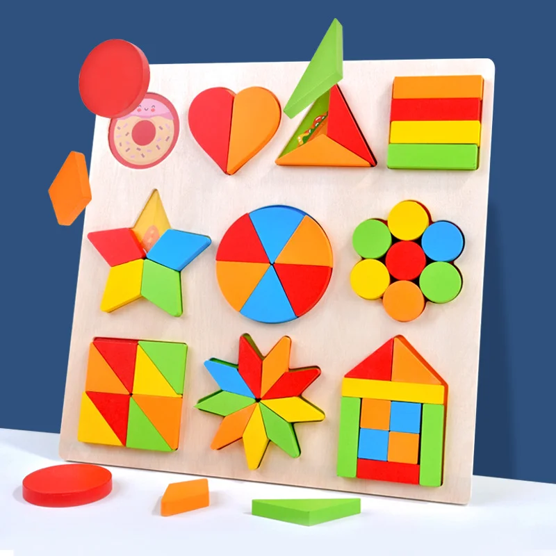 Custom Children Early Educational Geometry Shape Cognitive Sorting DIY Jigsaw Puzzle for Kids
