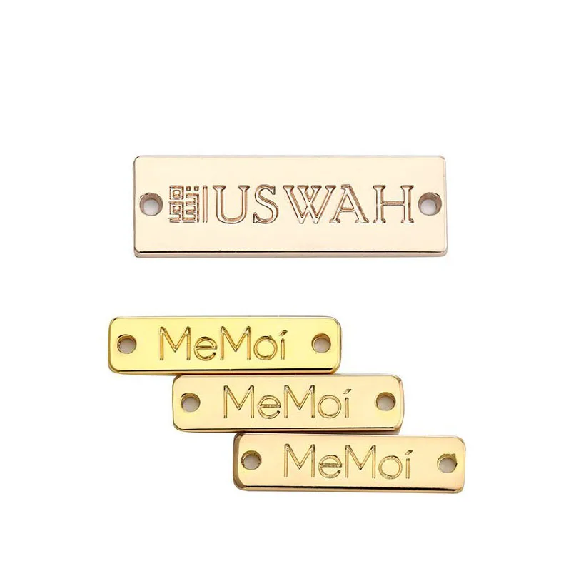 Custom Clothing Accessories Nameplate Tags Engraved Brand Logo Metal Tags Sewing Garment Metal Logo Labels TagCustom Clothing Ac