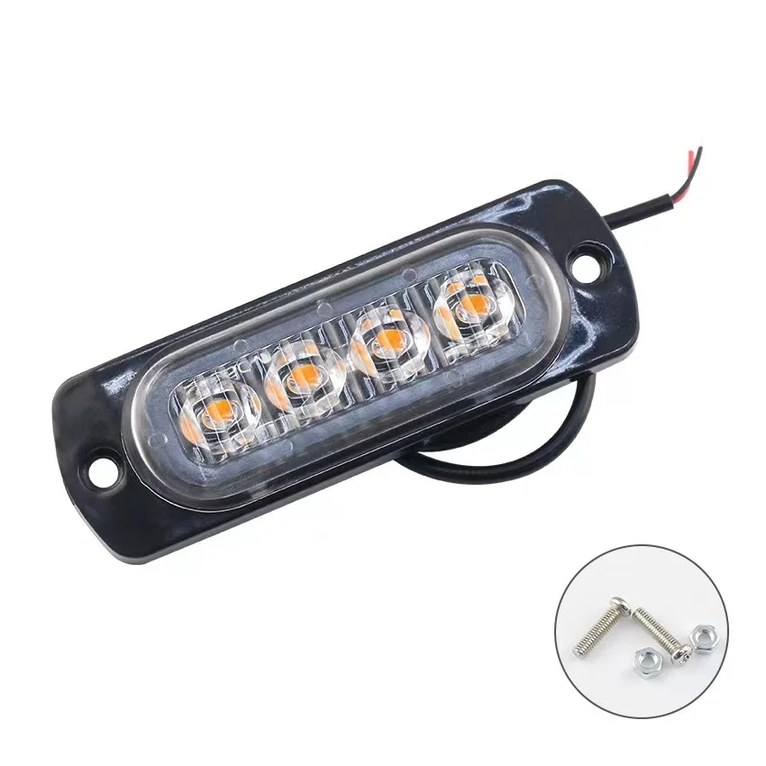 Red Amber White 12V 24V 12W Strobe Warning Light Emergency Beacon 4smd Car Truck Trailer Camion Hazard Flash Strobe Light