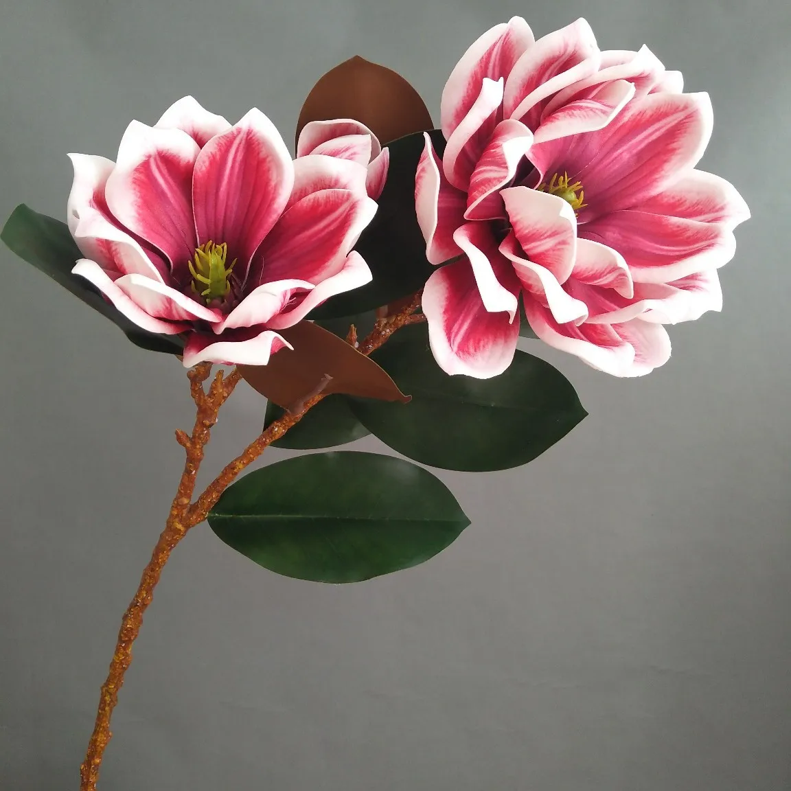 Artificial Flowers Real Touch Magnolia Large Flowers Branch for Office Vase Table Centerpiece Silk Magnolias Stems Faux Magnolia