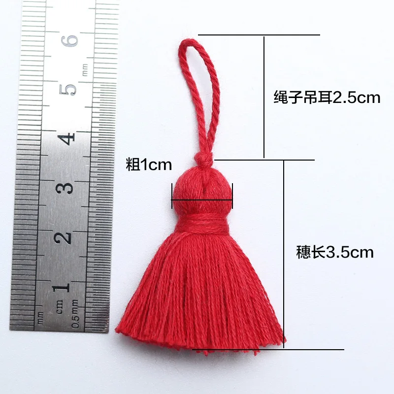 Colorful Cotton Tassel 3.5cm small Loop Tassel Curtain Fringe For Clothing Jewelry