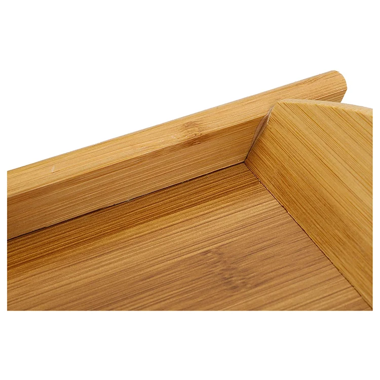 
Factory Cheap Rectangle Bamboo Serving Tray Set of 3 with Handles for Kitchen 