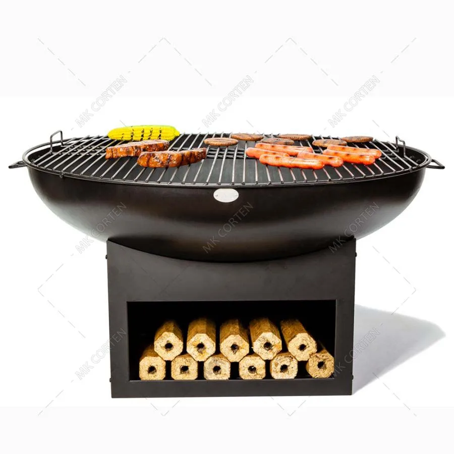 Corten Steel Outdoor Cooking BBQ Grill Outdoor Wood Burning Or  Gas