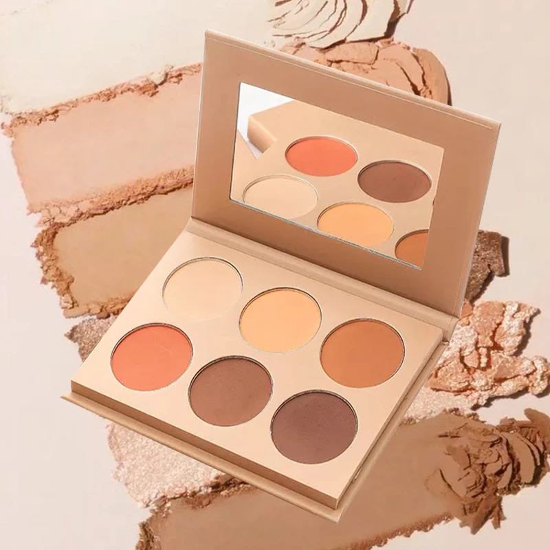 SHICELLE Private Label Custom Face 6 Colors Highlight And Contour Powder Palette Contour Bronzer Make Up Palette