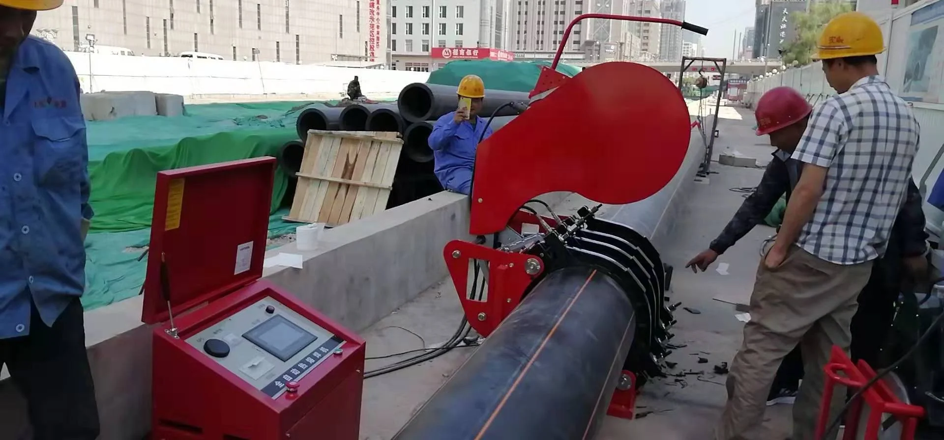 GPS automatic HDPE pipe butt fusion welding machine 400-630mm, with printer and USB IO