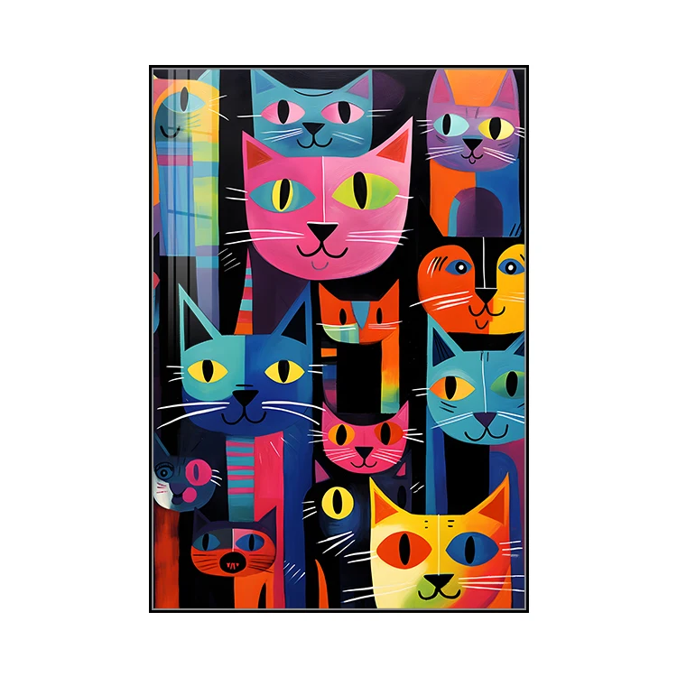 Original design cute cat wall art living room on canvas abstract paintings rich color crystal decoration painting home decor