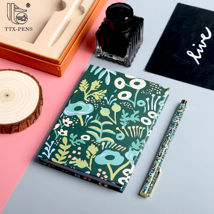 TTX Custom Logo School Journal Stationary Blank Notebooks Hardcover PU Leather Notebook Business With Pen Gift Set Packaging Box