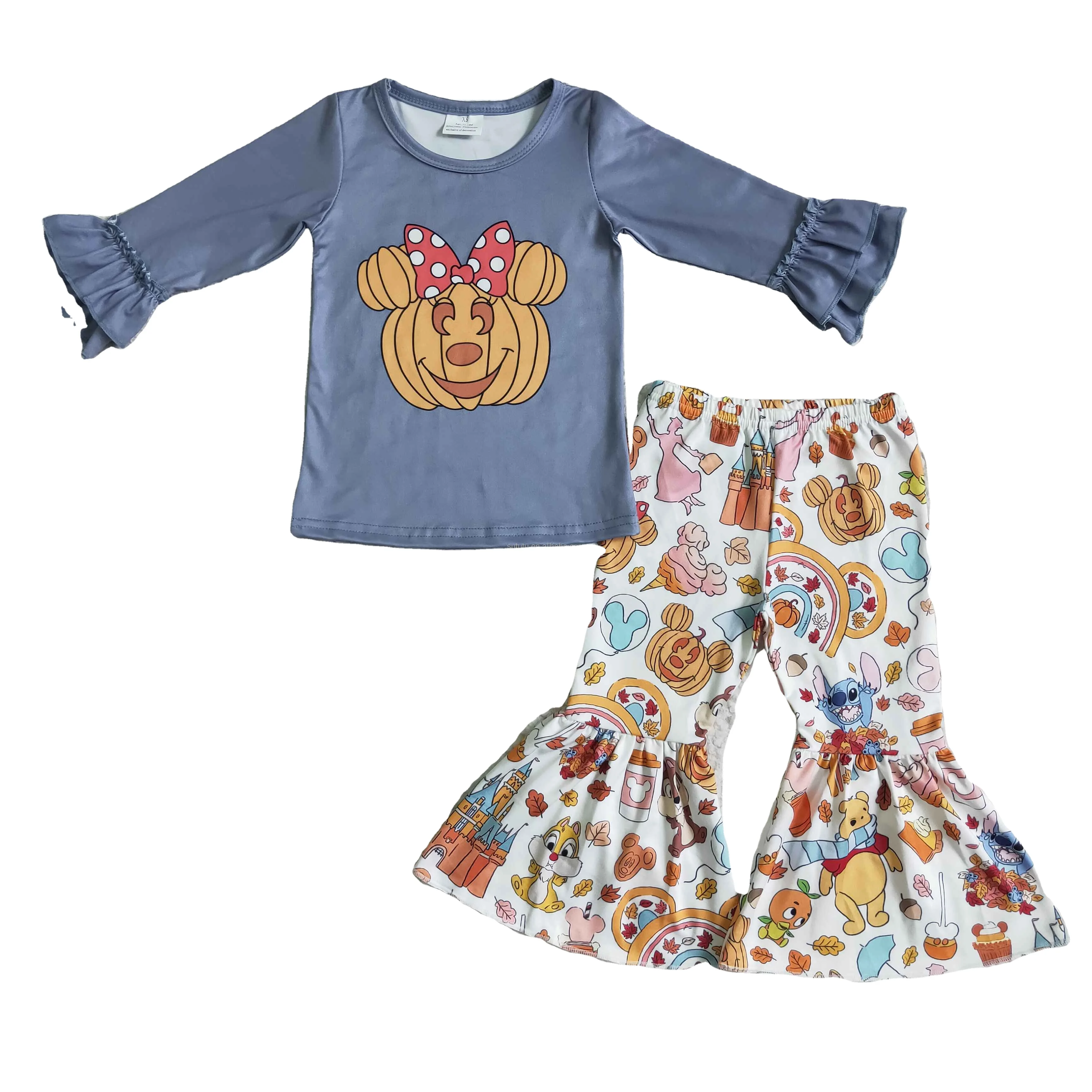 Autumn Kids Designer Clothes Baby Wear 2022 Kids Fall Winter Halloween Cartoon Pumpkin Boutique Outfit Girls Children Clothing