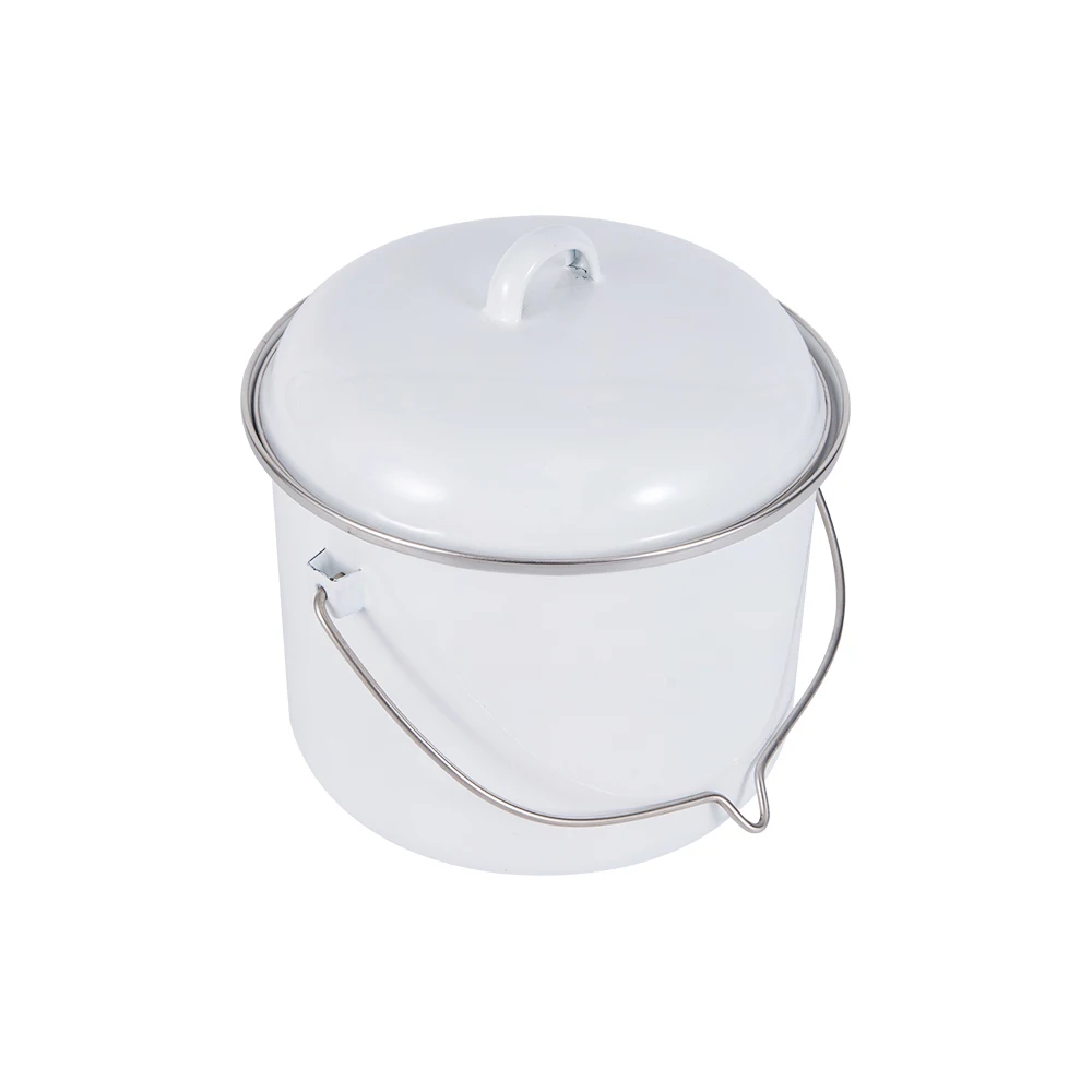 Manufacturer Wholesale Camping Outdoor 3000ml Over Fire Enamelware Vintage White Enamel Pot