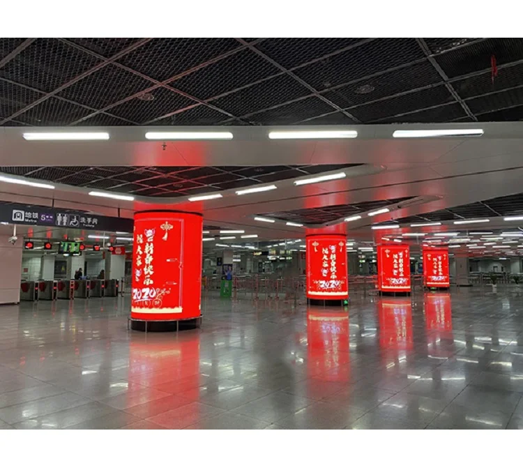 4K Indoor Flexible Cylindrical Led Single Sign Display Column Custom Expo Curved Advertising Screen For Pillar Circular Led wall