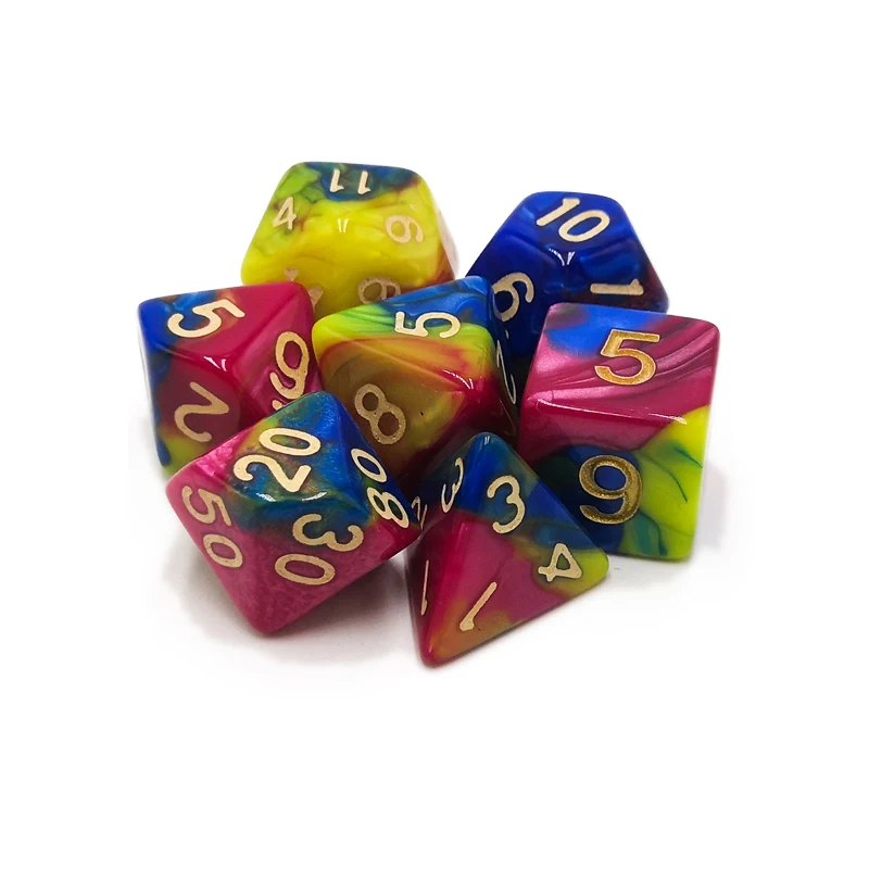 
Rainbow Color Polyhedral Dice Set 