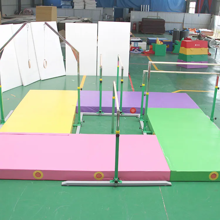 High Quality Kids Gymnastic Equipment Combo Horizontal Bar & Parallel Bars Hot Sale PVC Gym Mat with Custom Logo