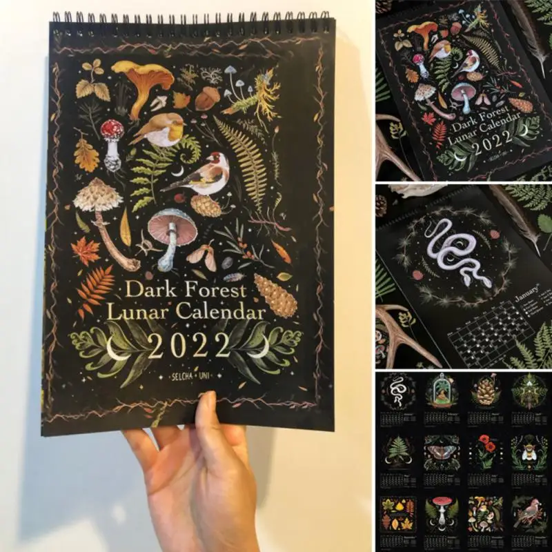 2022 Creative Dark Forest Lunar Calendar Wall Diary Learning Work Daily Calendar Time Planning Gift Dark Forest Lunar Calendar