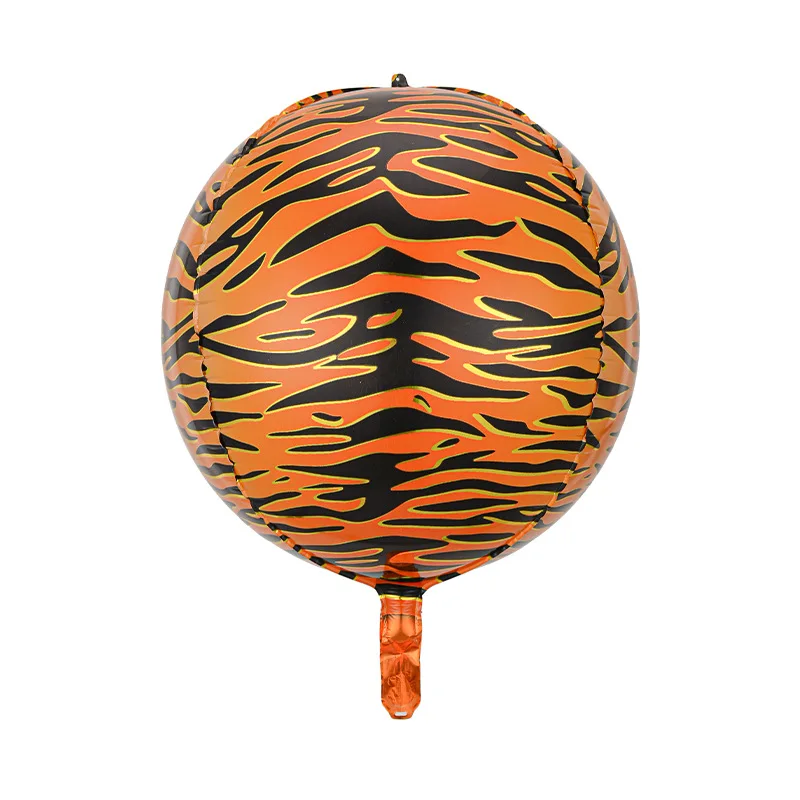 22Inch Jungle Animal Mylar Balloon 4D Cheetah Tiger Giraffe Snake Zebra Pattern Round Balloon for Zoo Theme Birthday Decoration