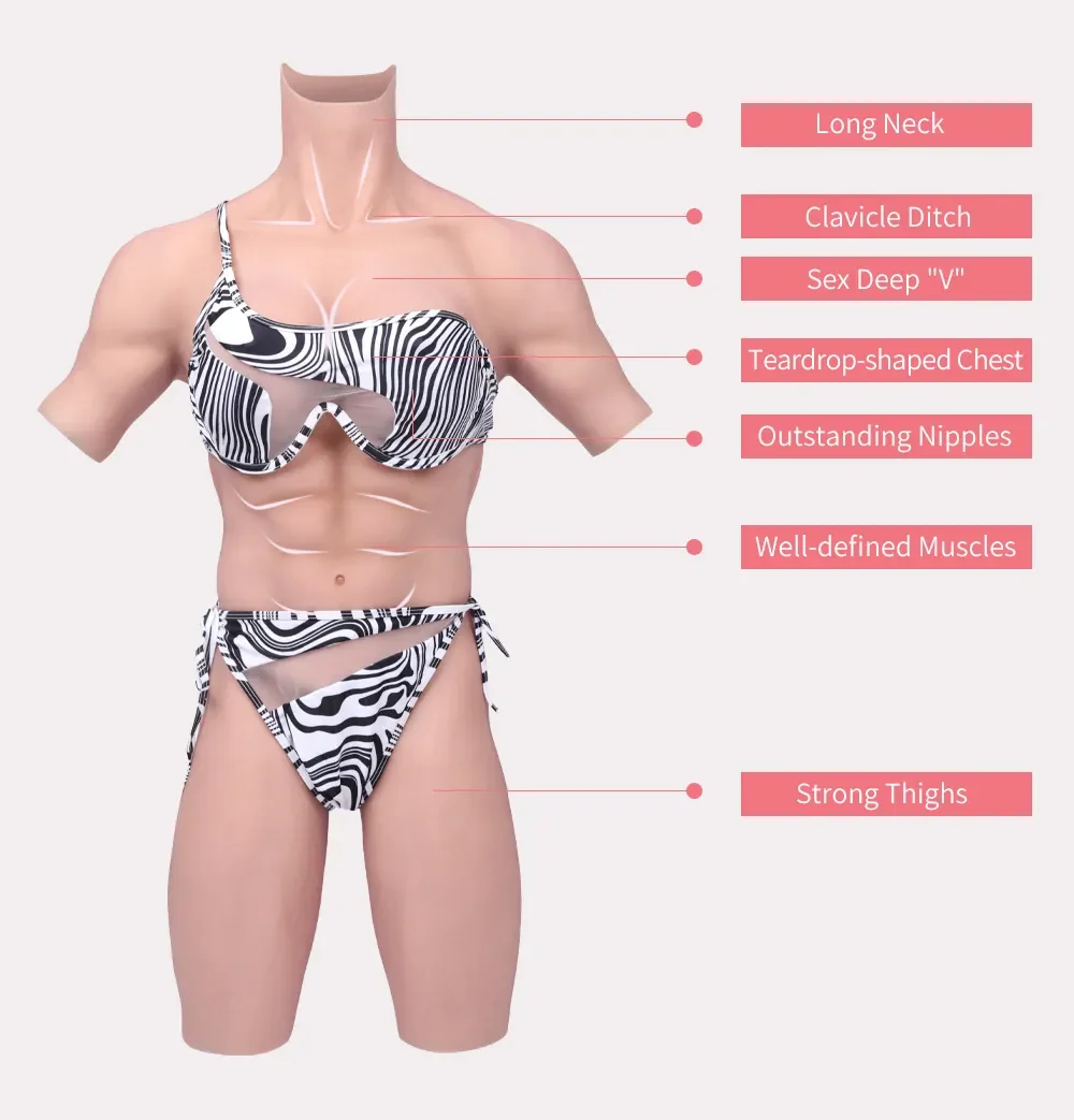 Silicone Artificial Realistic Body Suit Set With Pectoralis and Giant Boobs Muscle Suit for Cosplayer Actor Anime Cosplay
