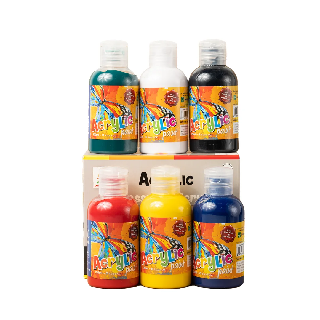 Customized 120ml Plastic Bottle Packaging Art Paint Set for DIY Painting on Canvas Glass Paper Featuring Acrylic Paint