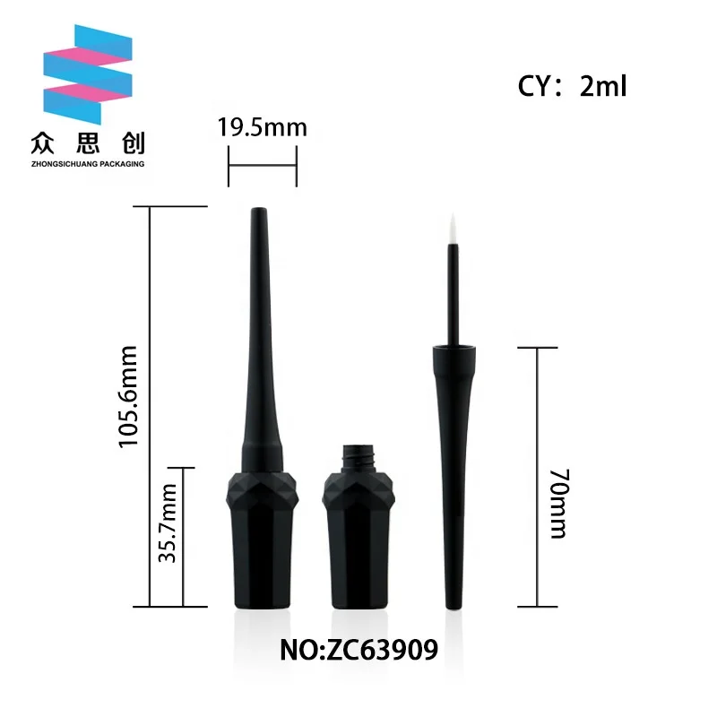 3.5ml custom matte black cute diamond octagon luxury custom glue eyelash empty tube liquid eyeliner container with tips brush